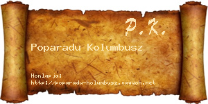 Poparadu Kolumbusz névjegykártya